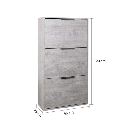 Scarpiera 65x125h cm cemento con 3 ante a ribalta
