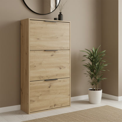 Scarpiera 65x125h cm rovere con 3 ante a ribalta