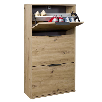 Scarpiera 65x125h cm rovere con 3 ante a ribalta