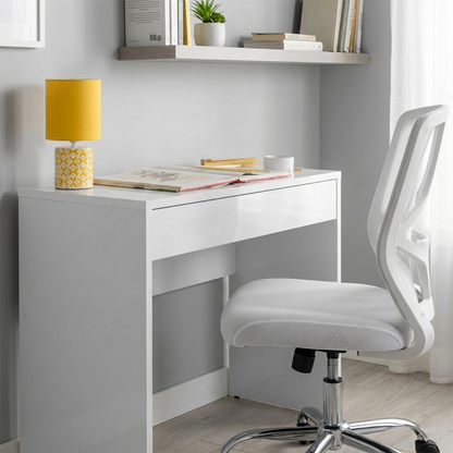Scrivania 110x81h cm bianco laccato con 1 cassetto