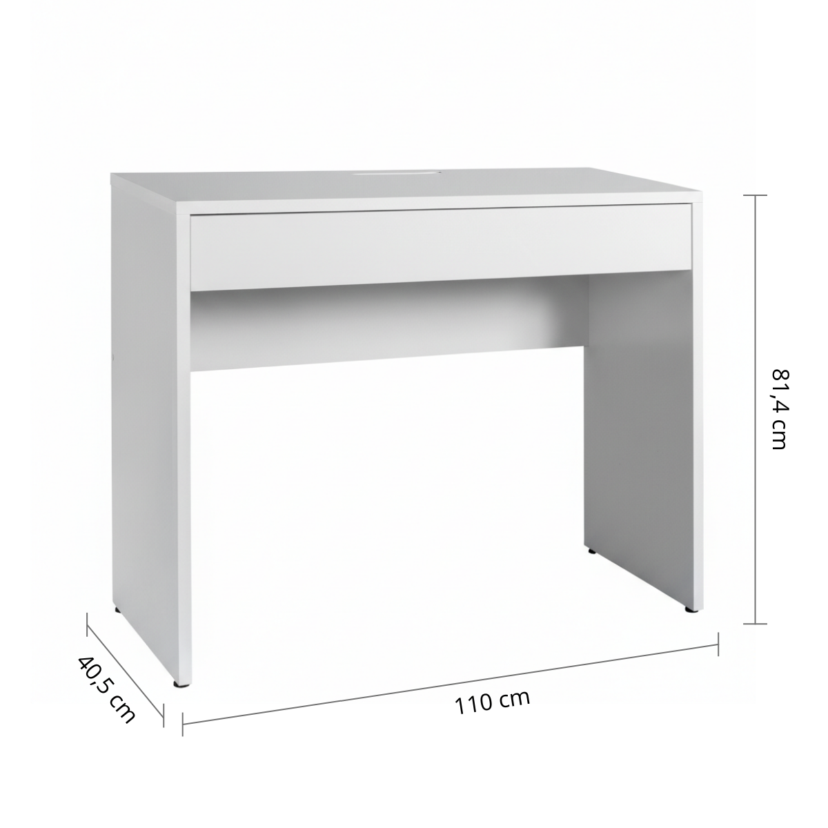 Scrivania 110x81h cm bianco laccato con 1 cassetto