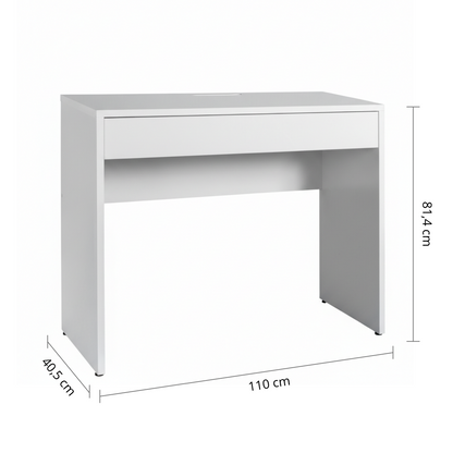 Scrivania 110x81h cm bianco laccato con 1 cassetto