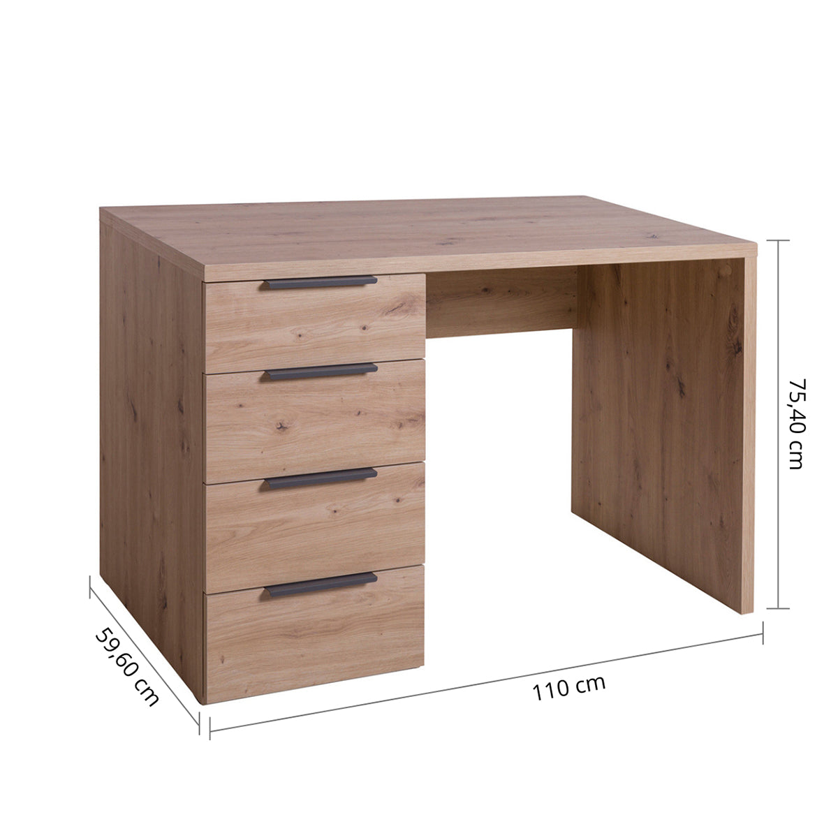 Scrivania 60x75h cm rovere con 4 casssetti