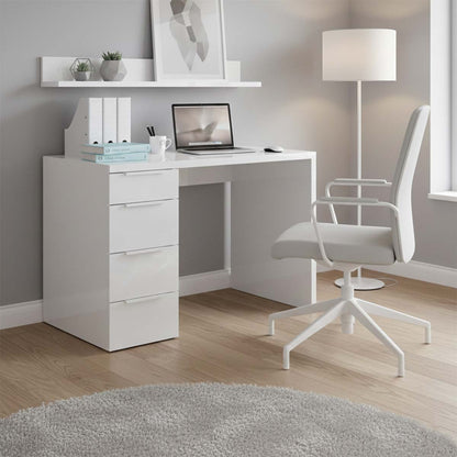 Scrivania 60x75h cm bianco laccato con 4 casssetti