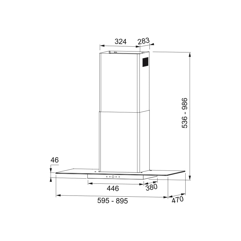 Cappa aspirante a parete TGL a T Faber 90 cm 580m3 acciaio inox e vetro