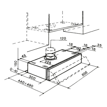 Cappa aspirante estraibile sottopensile Faber 152 190m3 con filtro al carbone attivo
