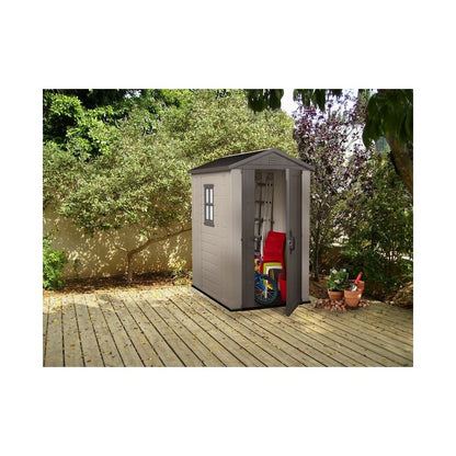 Keter Casetta da giardino in resina con finestre laterali Factor 4X6 colore beige