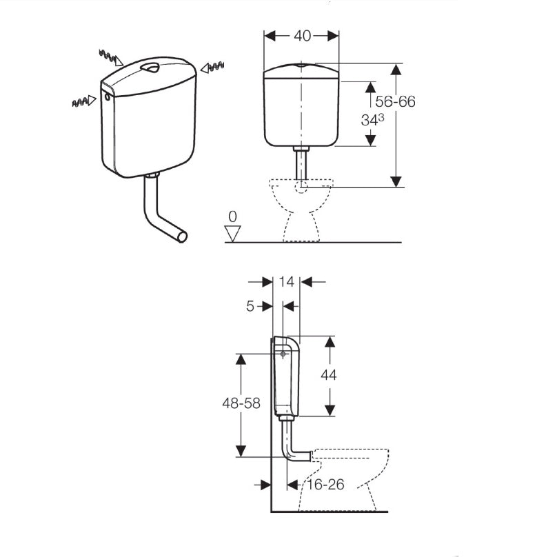 Cassetta WC esterna Geberit bianco AP117 con doppio pulsante