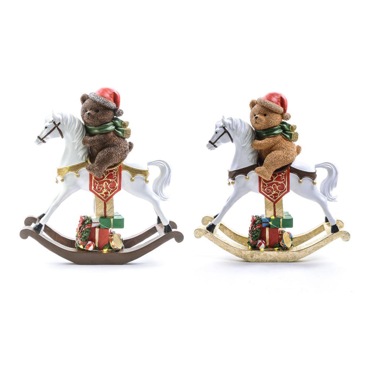 Cavallo a dondolo con orsetto LED a batteria design assortito