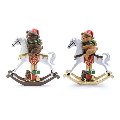 Cavallo a dondolo con orsetto LED a batteria design assortito