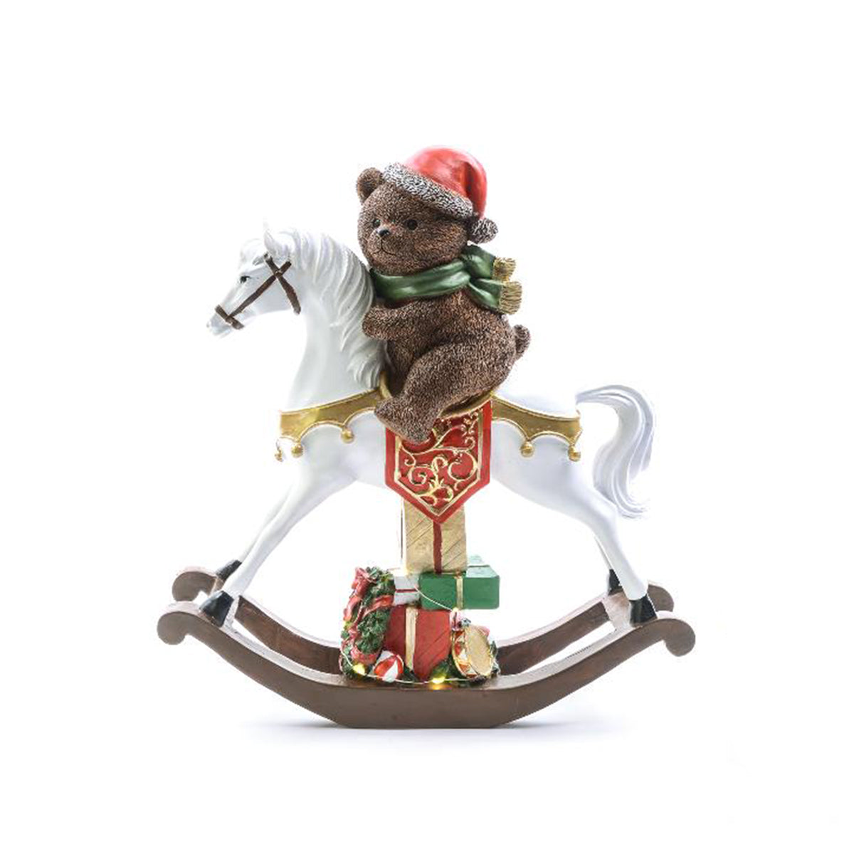 Cavallo a dondolo con orsetto LED a batteria design assortito