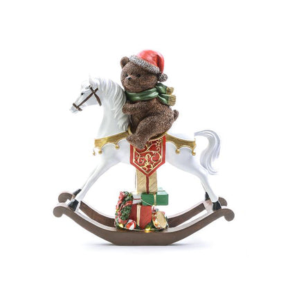 Cavallo a dondolo con orsetto LED a batteria design assortito