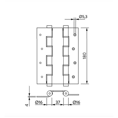 Cerniera a doppia azione Justor 180x45 mm in alluminio nero