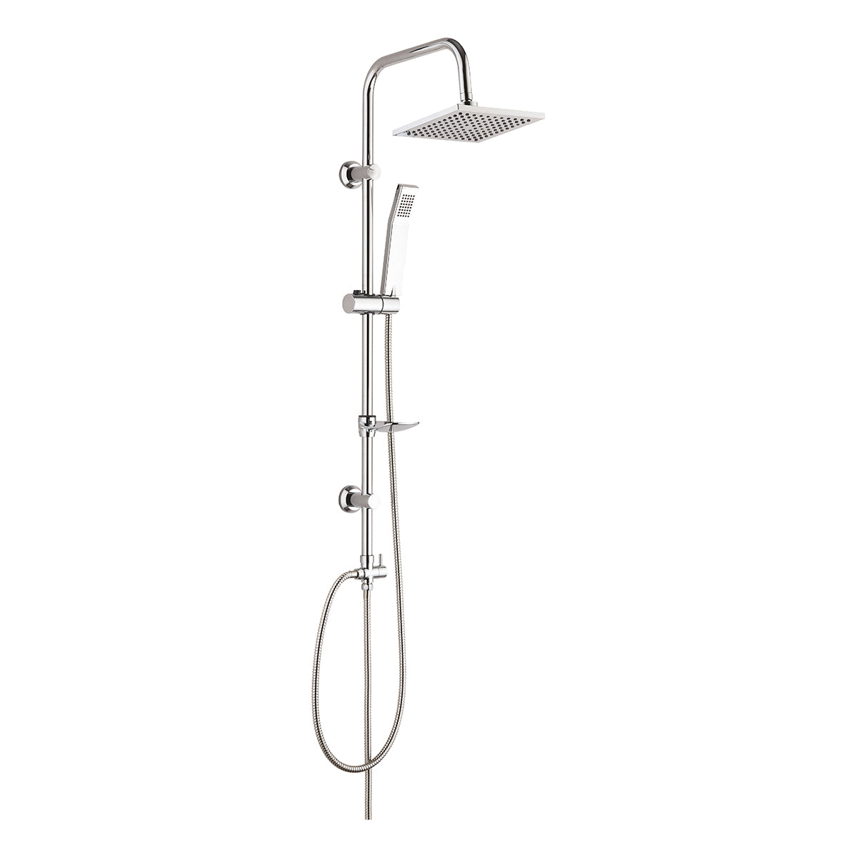 Colonna doccia quadra con soffione 20x20 cm e doccino