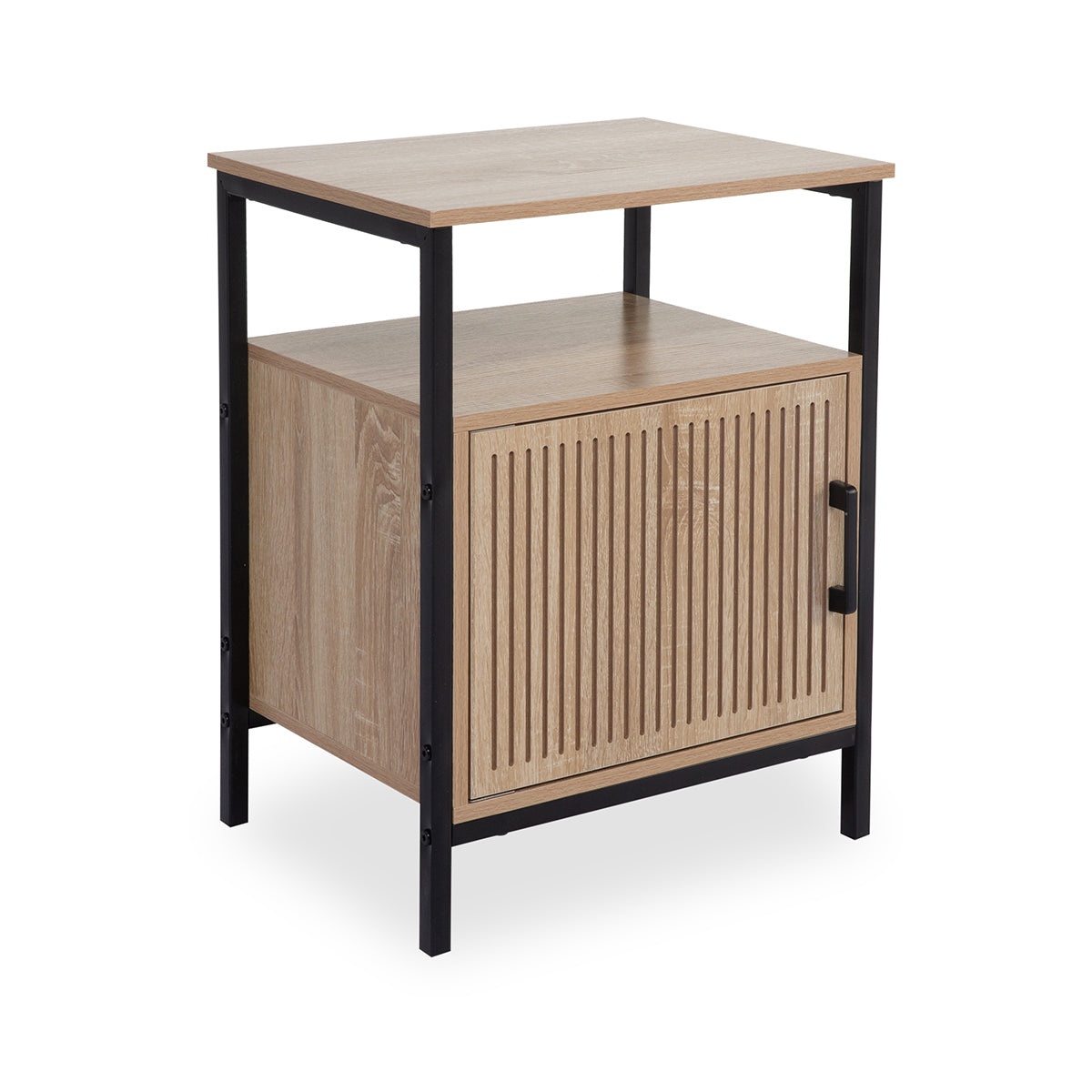 Comodino in legno rovere con 1 anta 43x33x55 cm