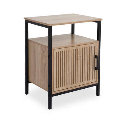 Comodino in legno rovere con 1 anta 43x33x55 cm