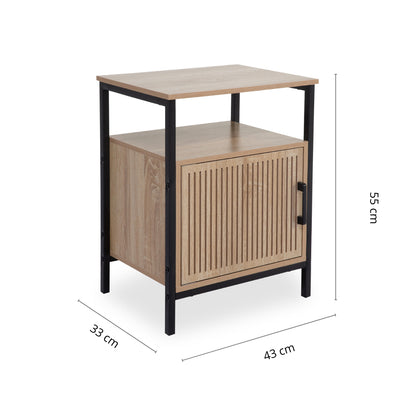 Comodino in legno rovere con 1 anta 43x33x55 cm
