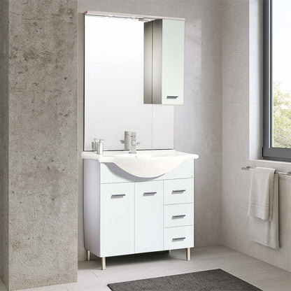 Composizione bagno bianca con specchio e anta 87x50x196 cm