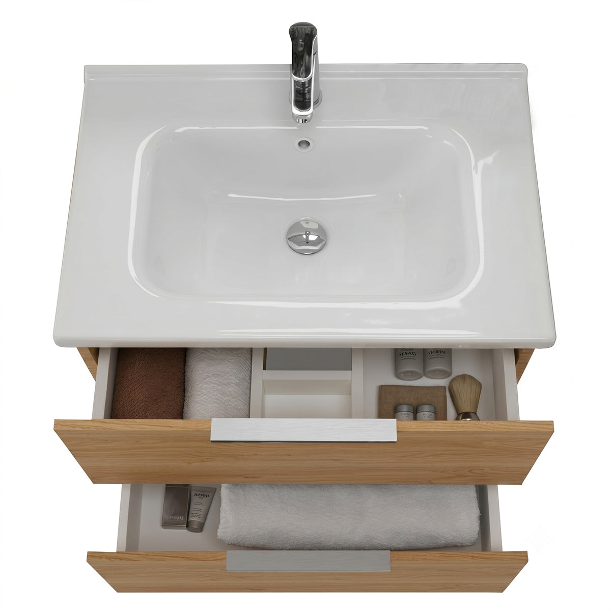 Mobile bagno sospeso 80 cm Rialto 2 cassetti con specchio