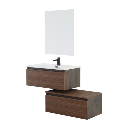 Composizione bagno 2 cassetti 80 cm con specchio