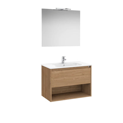 Composizione bagno rovere 50x80x45 cm un cassetto e specchio con lampada