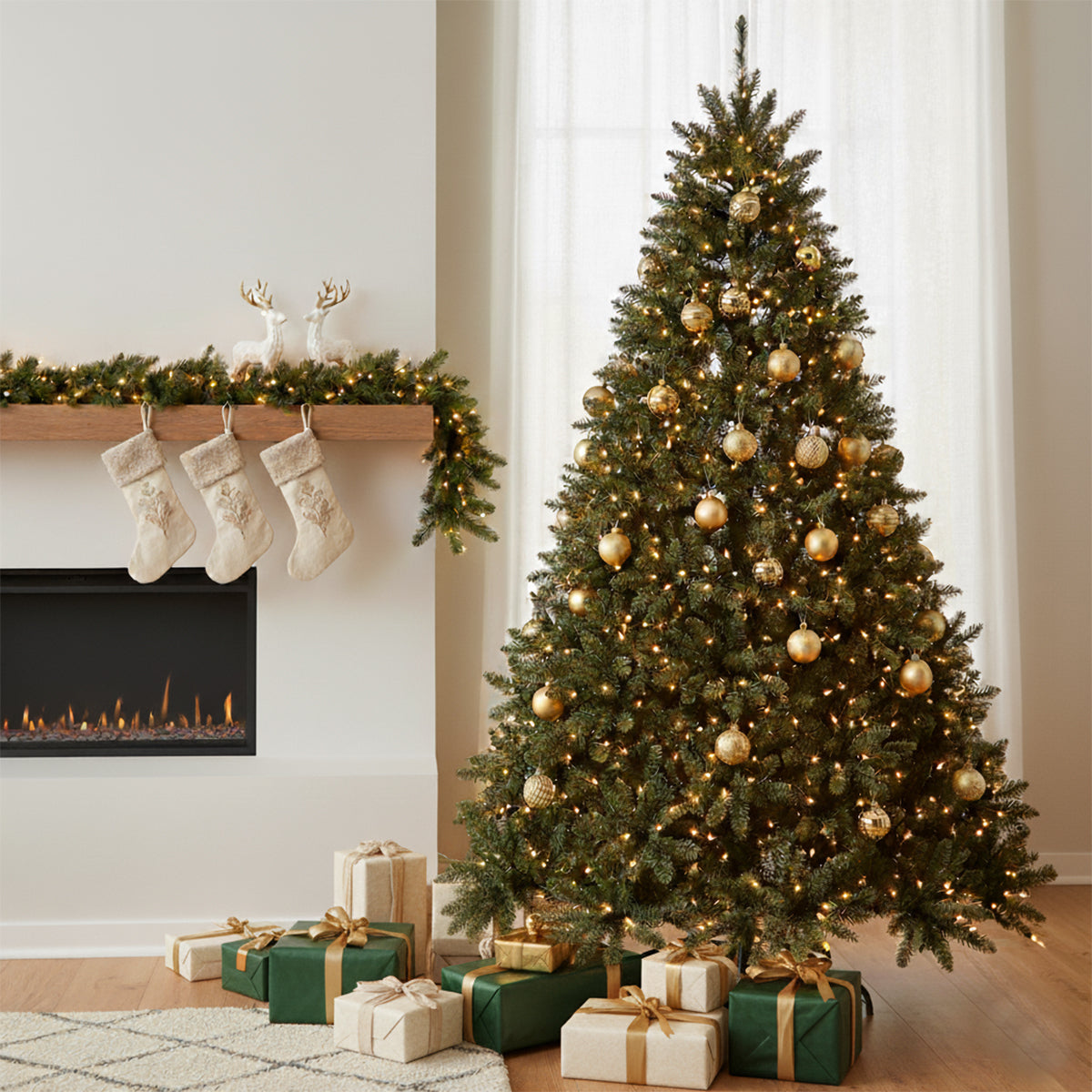 Albero di Natale con 1700 luci LED incorporate 210 cm Cortina