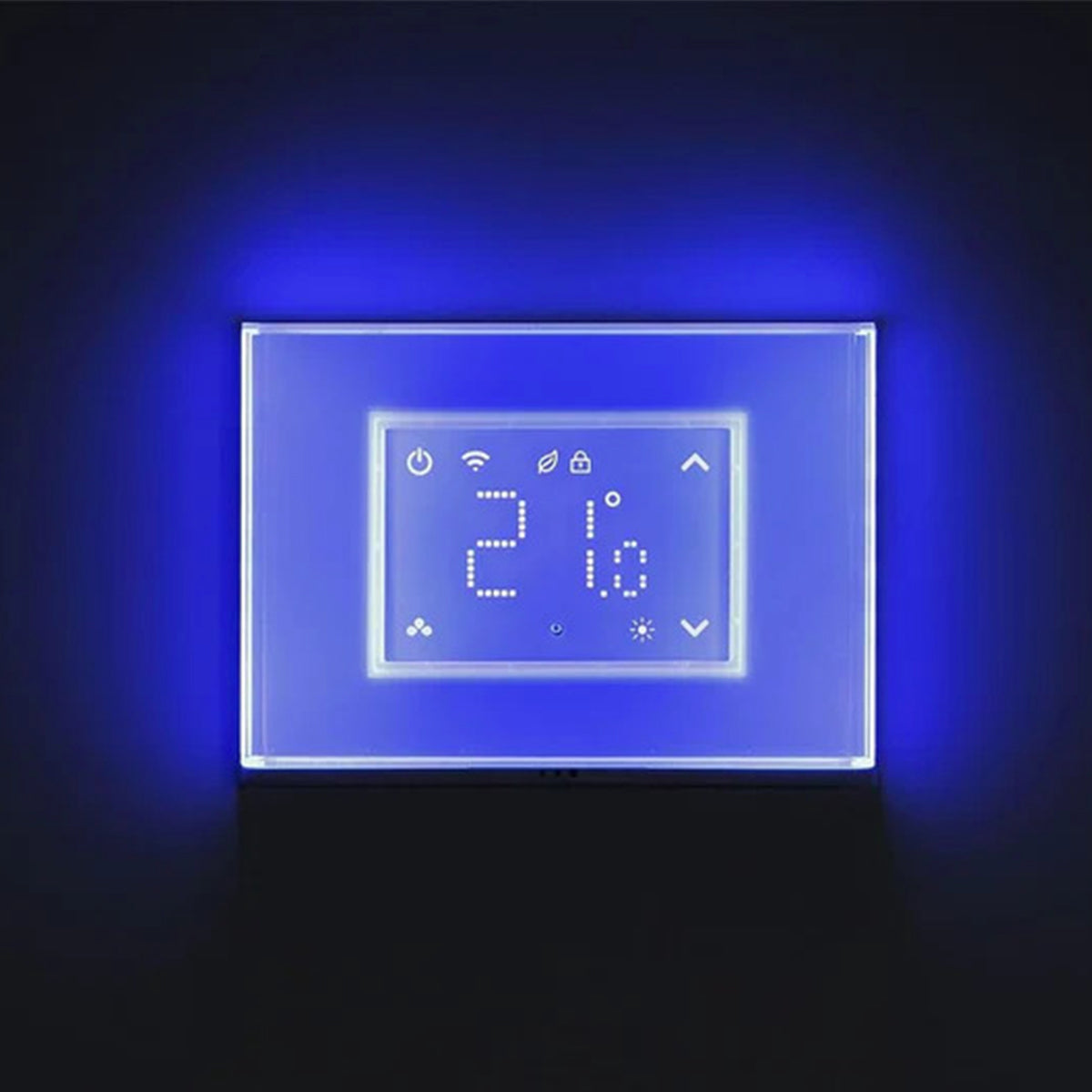 Cronotermostato WiFi smart display touch e placca retroilluminata linea Dom-e Beghelli