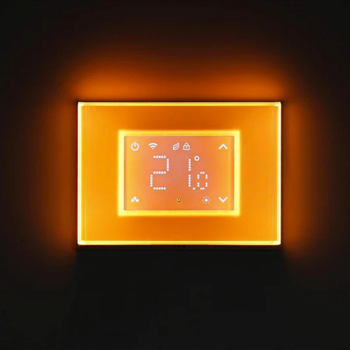 Cronotermostato WiFi smart display touch e placca retroilluminata linea Dom-e Beghelli