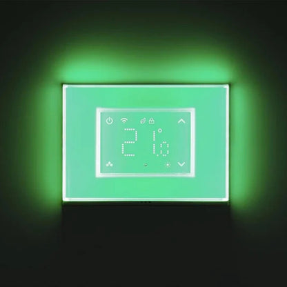Cronotermostato WiFi smart display touch e placca retroilluminata linea Dom-e Beghelli