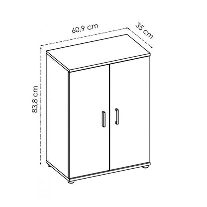 Armadio multiuso bianco 60 cm con due ante e un ripiano