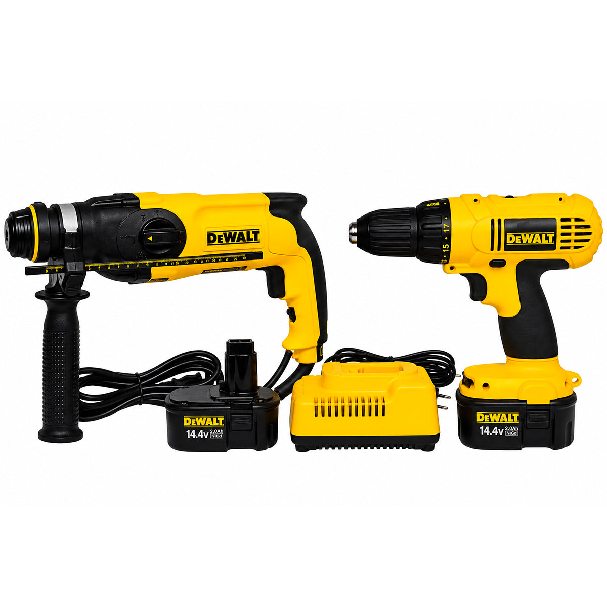 DeWalt Kit trapano avvitatore e tassellatore con 2 batterie e caricabatterie