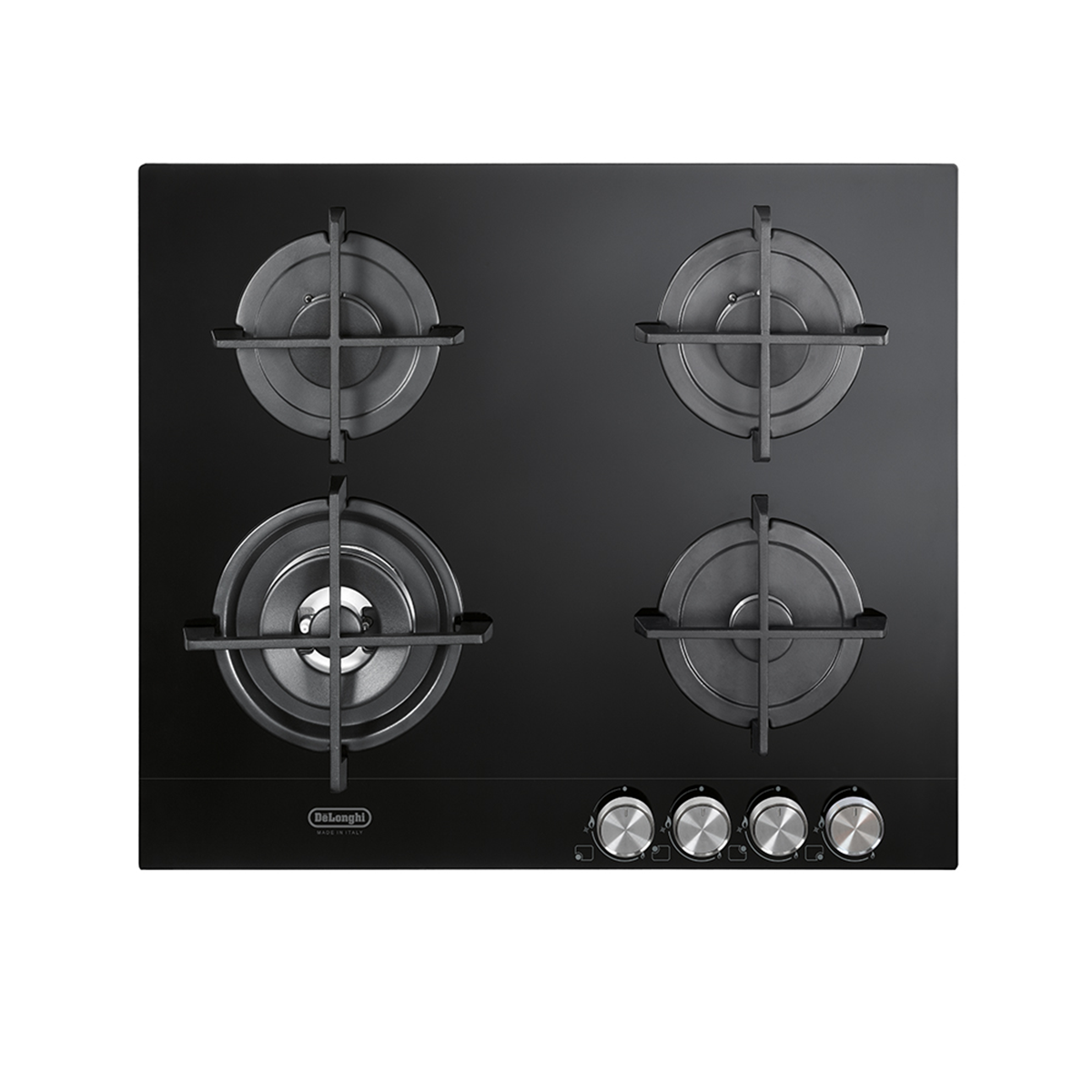 Piano cottura a gas 4 fuochi 60 cm nero De Longhi NSL460N
