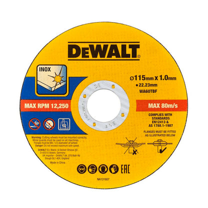 Dischi da taglio per metallo e inox 115x1 mm DeWalt 100 pezzi