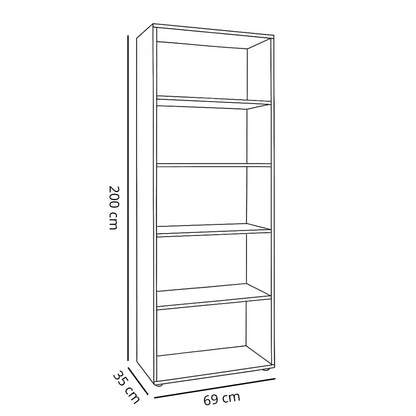 Libreria salvaspazio 68x200h cm bianco opaco con 4 ripiani regolabili