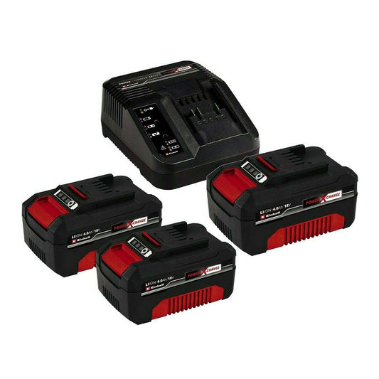Set 3 batterie 18V 4,0 Ah con caricabatterie Einhell