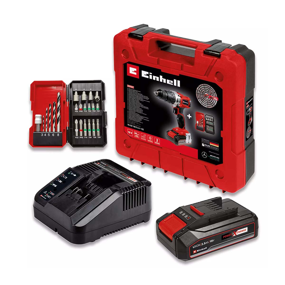 Trapano avvitatore a percussione a batteria Einhell TE-CD 18/2 Li-i+22