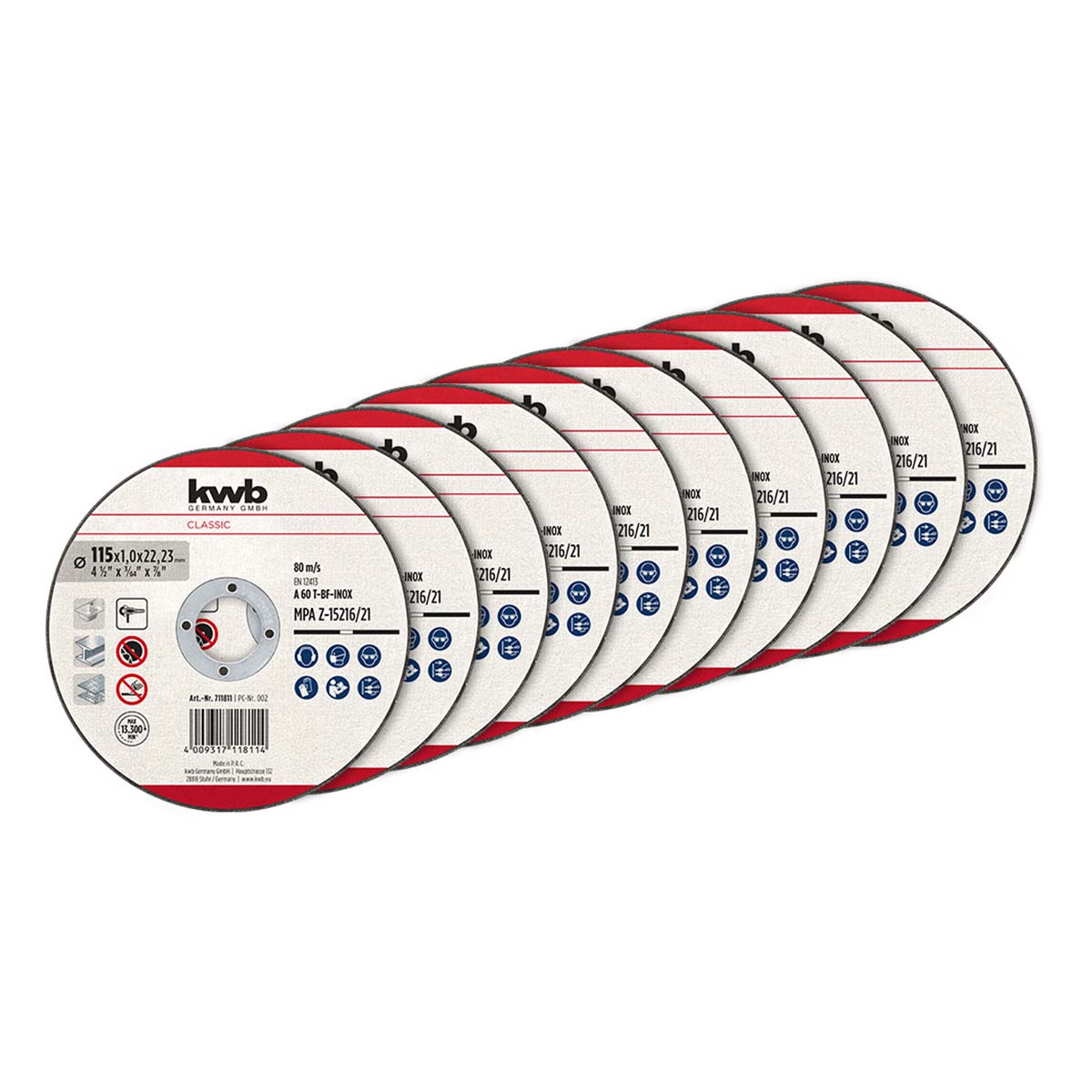 Set 10 dischi da taglio smerigliatrice Einhell 115 mm