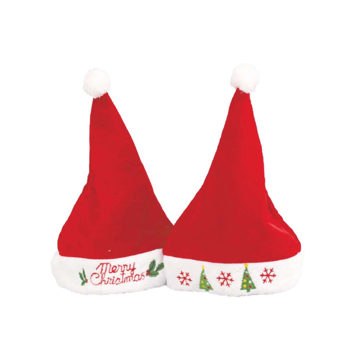 Cappello natalizio Merry Christmas in velluto rosso 28x38 cm