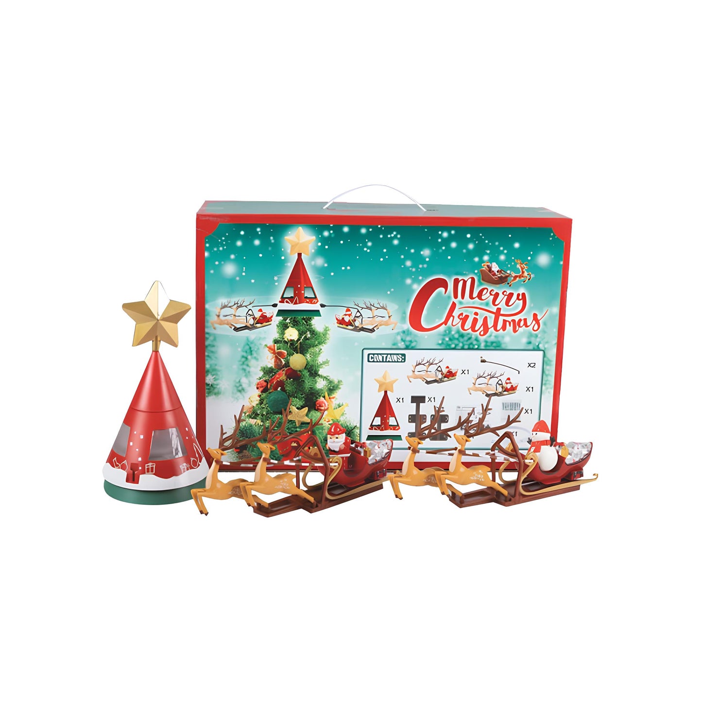 Puntale albero di Natale con slitte in movimento