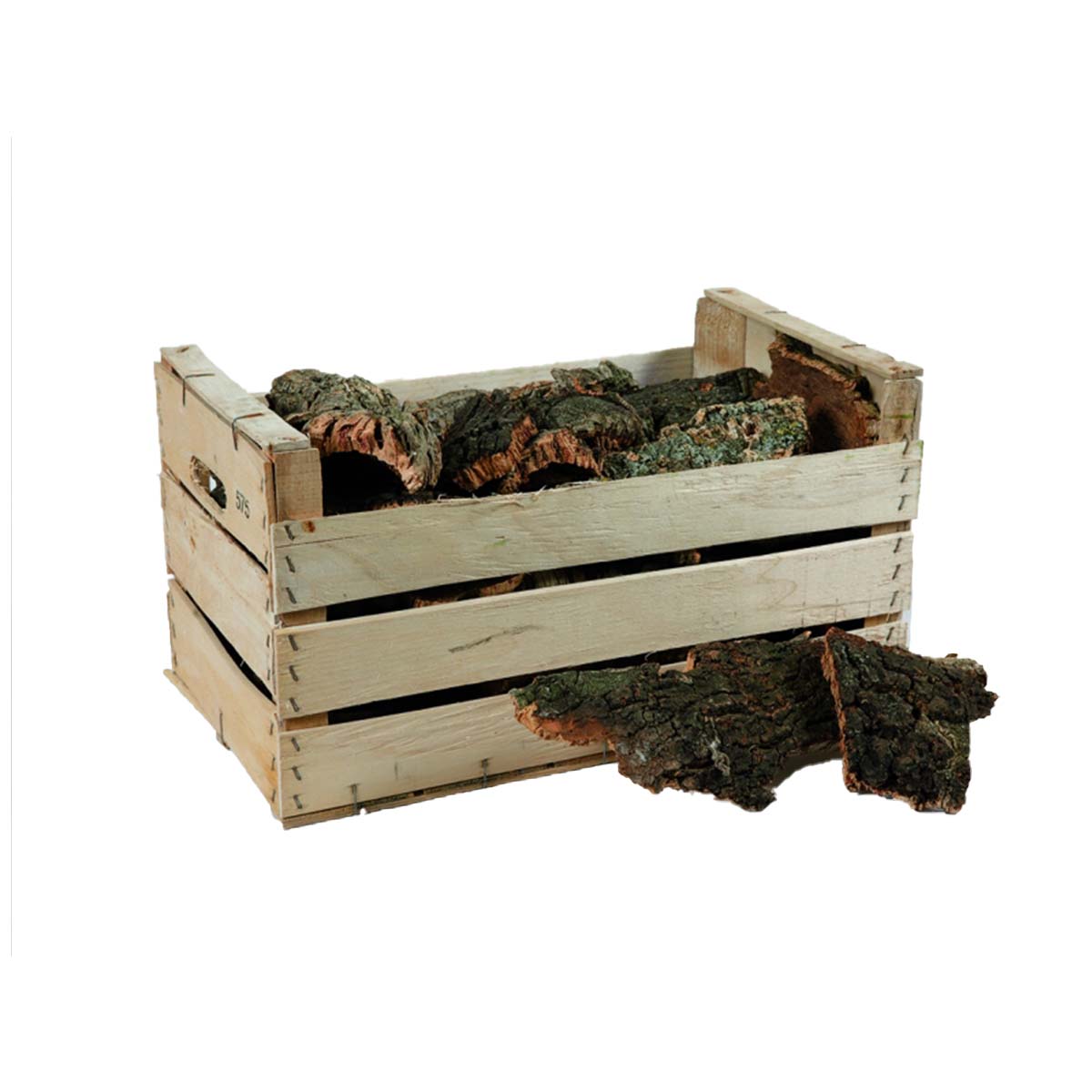 Sughero per presepe e decorazioni natalizie in cassetta di legno 6 pezzi