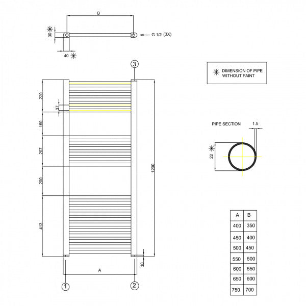 Termoarredo scaldasalviette kalos opera 50x120 cm bianco 9010