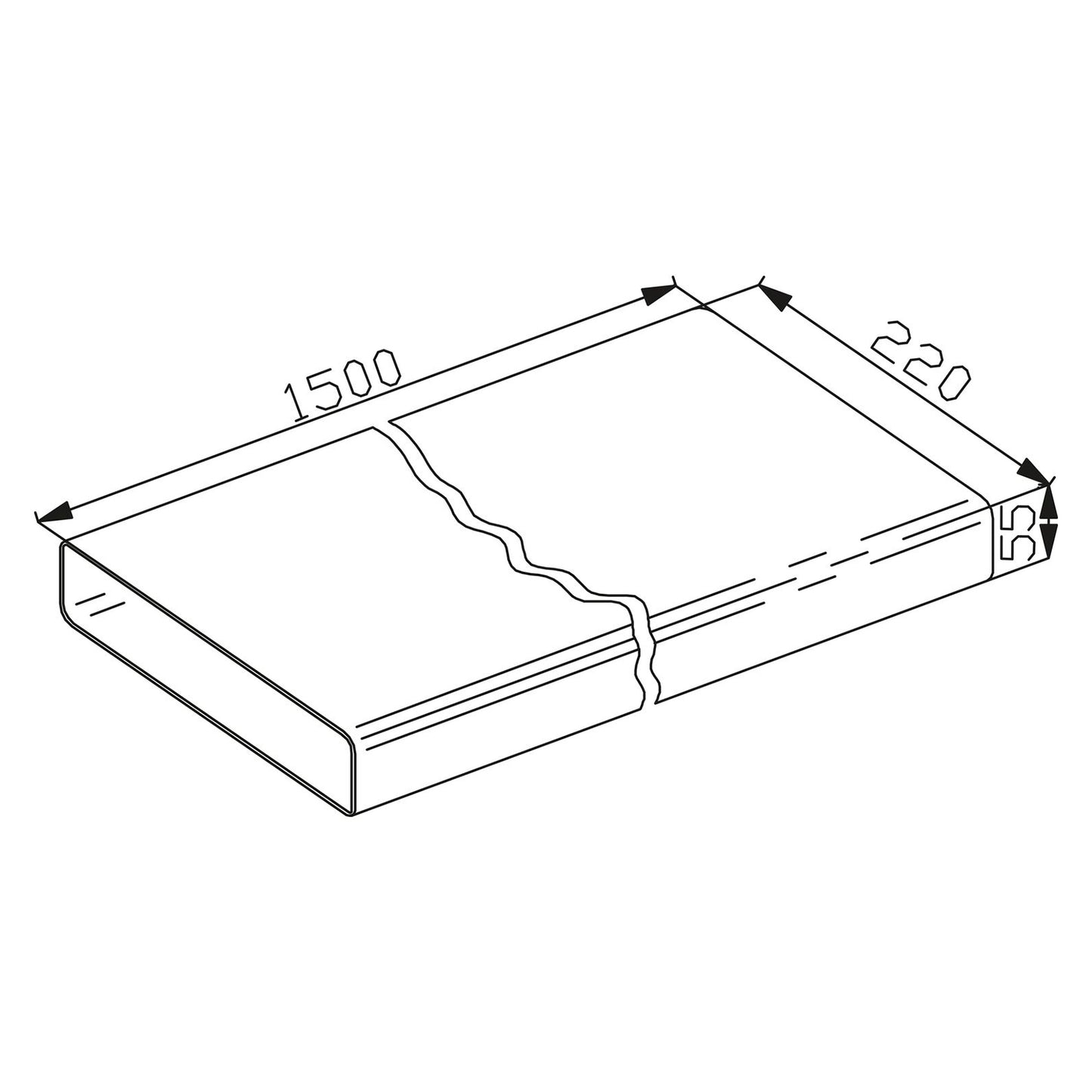 Tubo per cappa rettangolare 1,5 mt 220x55 mm Faber TR 1500