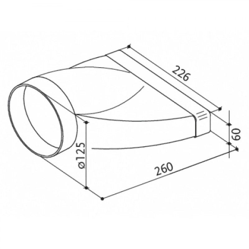 Raccordo rettangolare e circolare 226x60 mm d. 125 mm Faber RRC