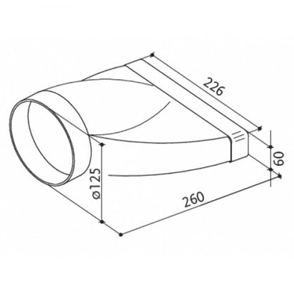 Raccordo rettangolare e circolare 226x60 mm d. 125 mm Faber RRC