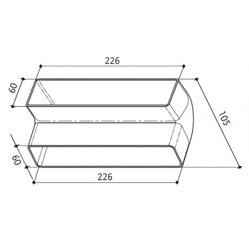 Curva rettangolare verticale 90° 226x60x105 mm Faber Crv 90