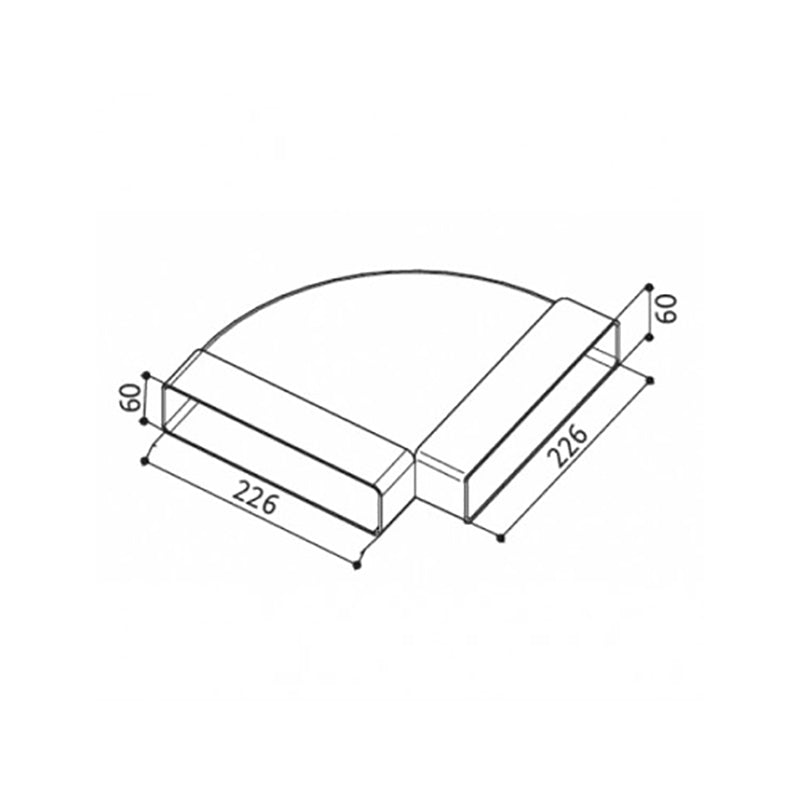 Curva rettangolare orizzontale 90° 226x60 mm Faber CRO 90