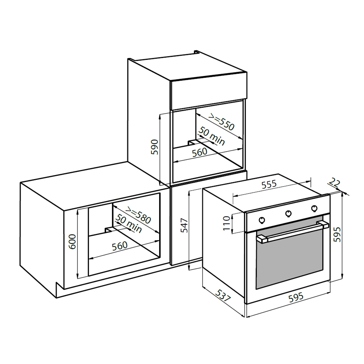 Foster forno elettrico da incasso multifunzione 60 cm 70 Litri 7122055