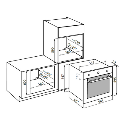 Foster forno elettrico da incasso multifunzione 60 cm 70 Litri 7122055