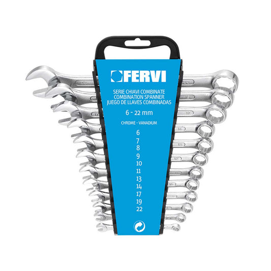 Serie chiavi combinate 12 pezzi da 6 a 22 mm Fervi 0073