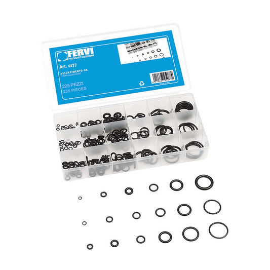 Assortimento O-ring in gomma 225 pezzi Fervi